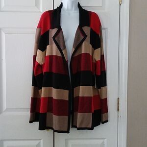 Southern Lady Red Black open front cardigan sweater  Sz 2X NWT